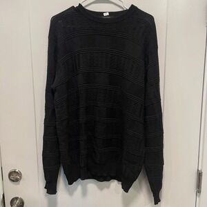 Giorgiolini Mens Black Textured Knit Wool Blend Sweater Made in Italy Large